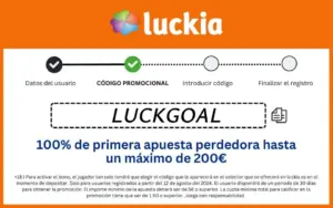 Código Promocional Luckia 2026: Usa LUCKGOAL y Llévate Hasta 200€ de Bono de Bienvenida